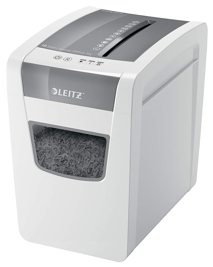 Leitz IQ Slim Home Office Aktenvernichter, Partikelschnitt, Sicherheitsstufe P4, 10 Blatt Kapazität, 23L Abfallbehälter, Schr