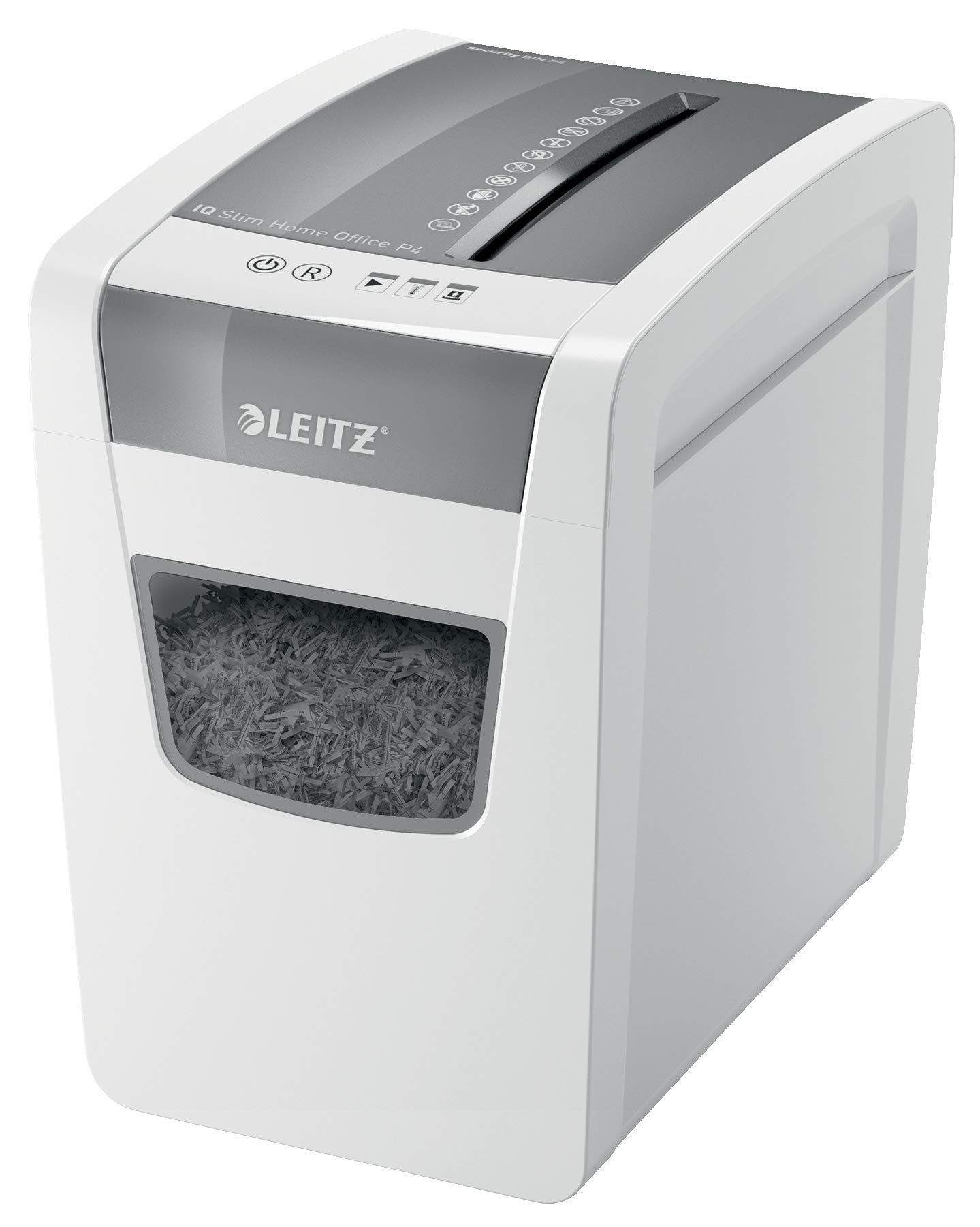 Leitz IQ Slim Home Office Cross Cut Paper Shredder, Shreds 11-10 Sheets (70-80 gsm), 23L Bin, White, 80011000