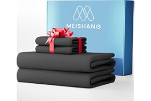 MEISHANG 1000 Thread Count Cotton Sheets California King - 100% Egyptian Cotton, Sateen Weave, Soft & Breathable, Oeko-Tex Certified, 16" Deep Pockets - 4 Piece (Cal King, Dark Grey)
