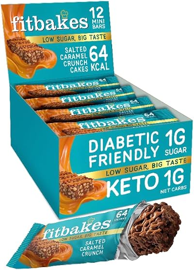 Fit Bakes Salted Caramel Bars 64 Cal Low Carb Sugar Free 12x19g