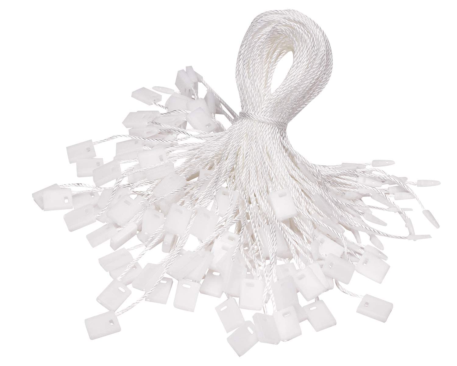 feedal 7 inch Hang Tag Nylon String Snap Lock Pin Loop Fastener Hook Ties for Labels, Clothes, Luggage, Products, Jewelry 17.8cm 1000 Pcs (White 1000pcs)