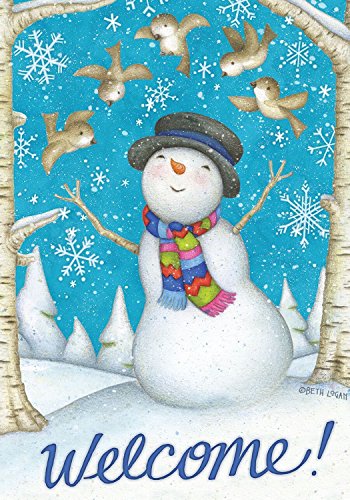 Joyous Welcome Winter House Flag Snowman Birds 28″ x 40″ Briarwood Lane Joyous Welcome Winter House Flag Snowman Birds 28″ x 40″ Briarwood Lane