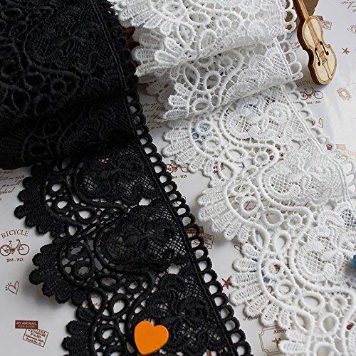 2 Yard White Lace Trim Ribbon, Vintage Style Cotton Crochet Lace Sewing Trim Gift Box Decorative Ribbon,Width 9 cm (White)