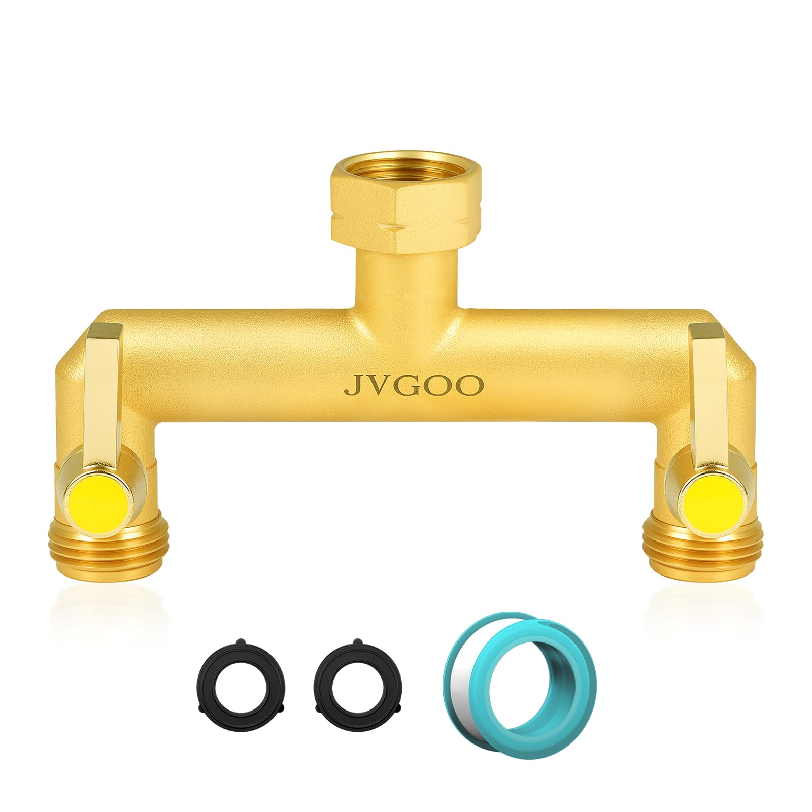 Photo 1 of Jvgoo Garden Hose Splitter, Brass 2 Way Hose Splitter, 3/4" Water Hose Splitter 2 Way Heavy Duty with Metal Shutoff Valve and Extension Handle, Outdoor Faucet Splitter Water Spigot Splitter Manifold