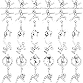 SUNNYCLUE 1 Box 120Pcs 6 Styles Gymnast Charms Bulk Silver Gymnastics Charms Alloy Athlete Sports Tibetan Antique Cheerleader Sportsmanship Dancer Charm for Jewelry Making Charms DIY Craft Necklace
