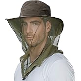 Comhats Mosquito Net Sun Hat UPF50+ Waterproof Bug Fly Lightweight Wide Brim Outdoor Fishing Gardening Bucket Hat for Men