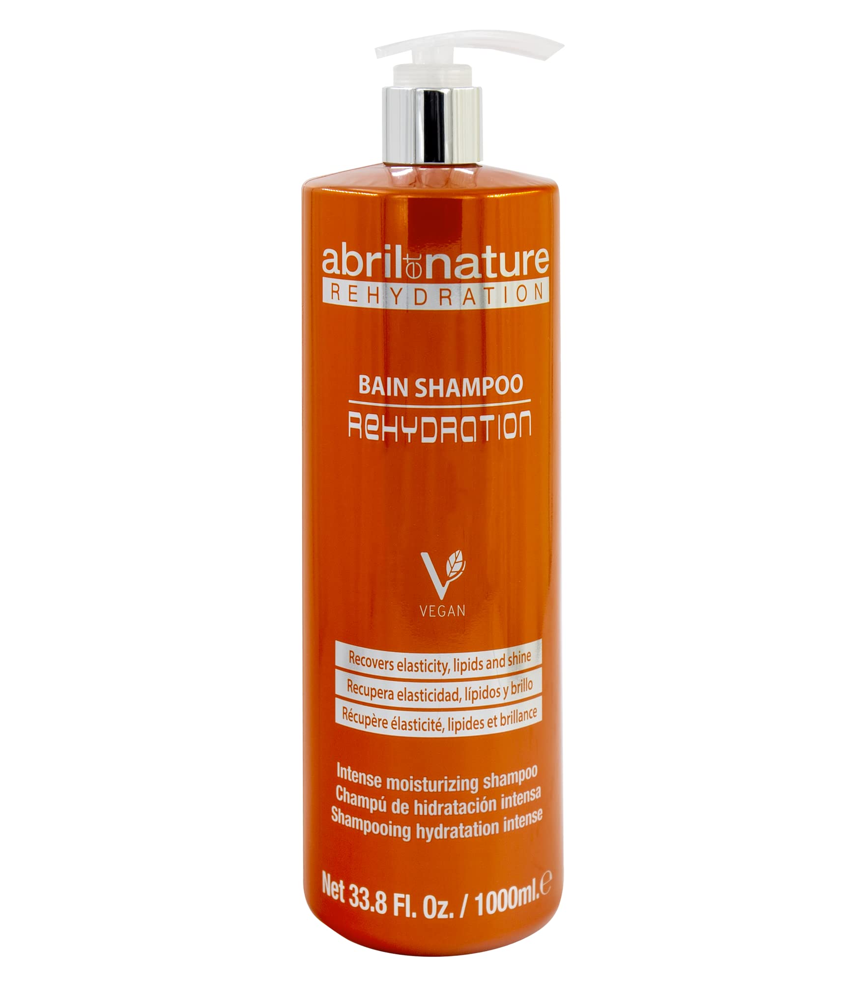 abril et nature - Rehydration - Maximum Hydration Shampoo for Dry Hair - Restores Natural Lipids - Returns Flexibility and Healthy Appearance - Professional Hairdressing Treatment - 1000 ml