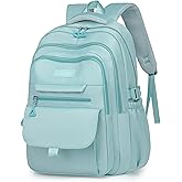 Cute Aesthetic Girls Backpack for School Large Capacity Bookbags College for Students Kids Teen Girls Laptop Bookbag Casual Travel Daypacks(Blue)