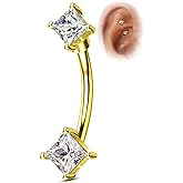 COCHARM Minimalist Rook Earrings 16G Rook Piercing Jewelry Stainless Steel Eyebrow Rings for Women Men Dainty Lobe Earrings 6/8MM