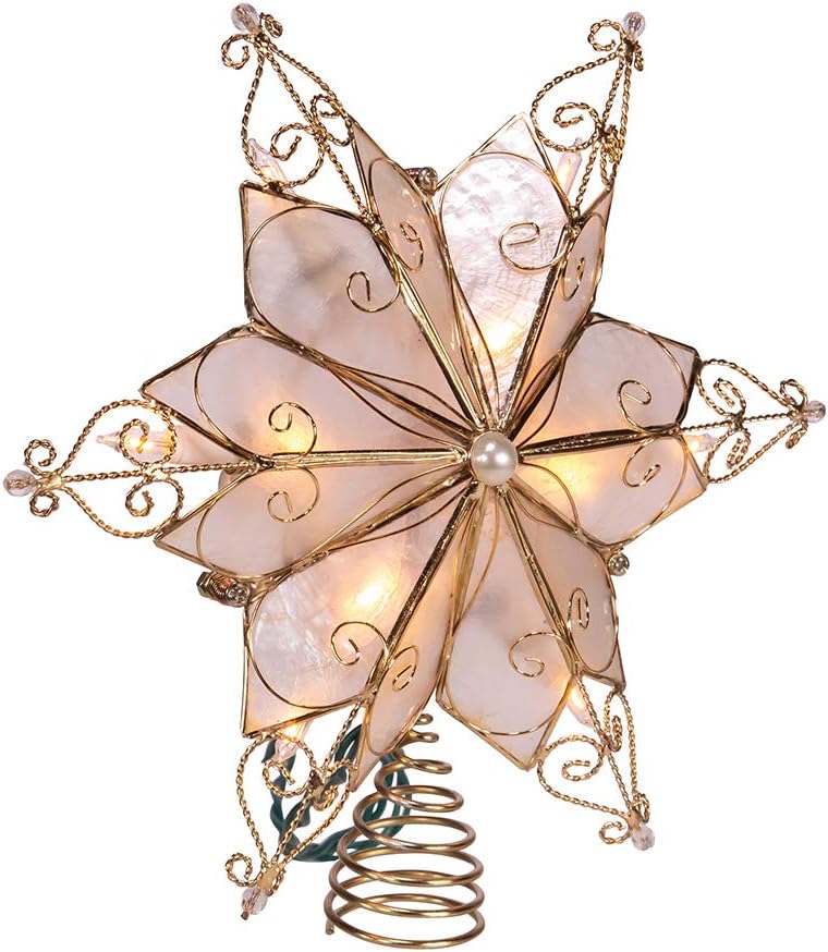 Tree Toppers - Kurt S. Adler Kurt Adler 10-Light 6-Point Capiz Star Treetop