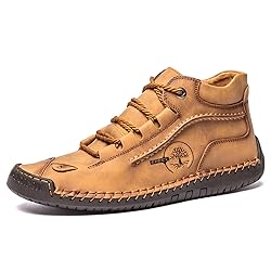Dacomfy Men's Shoes Leather Work Boots Casual