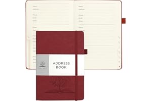 DAOFARY Address Book with Alphabetical Tabs - Small Address Keeper Book (5.3 * 7.6 in) with Inner Pocket, Hardcover Address Notebook for Store Your Important Informations (Red)