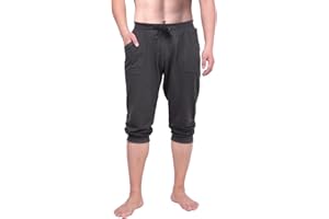 HDE Mens 3/4 Pants Workout Jogger Yoga Capri Shorts with Pockets for Running