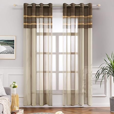 Amazon De Gwell Weiss Transparent Gardinen Osenschal Vorhang Mit Osen Dekoschal Fur Wohnzimmer Schlafzimmer 1er Pack Muster B 240x140cm Hxb