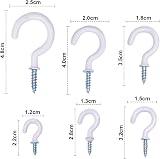 Tinsellns 70pcs White Screw In Eye Hooks Steel Plastic Coated Ceiling Hooks view 7