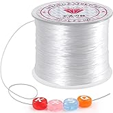 YALOJE 0.8mm Elastic String, Strong Stretchy Bracelet String for Jewelry Making, 100 Meters Clear Crystal Rubber Bead Cord for Necklaces, Bracelet, Beading (1pcs)