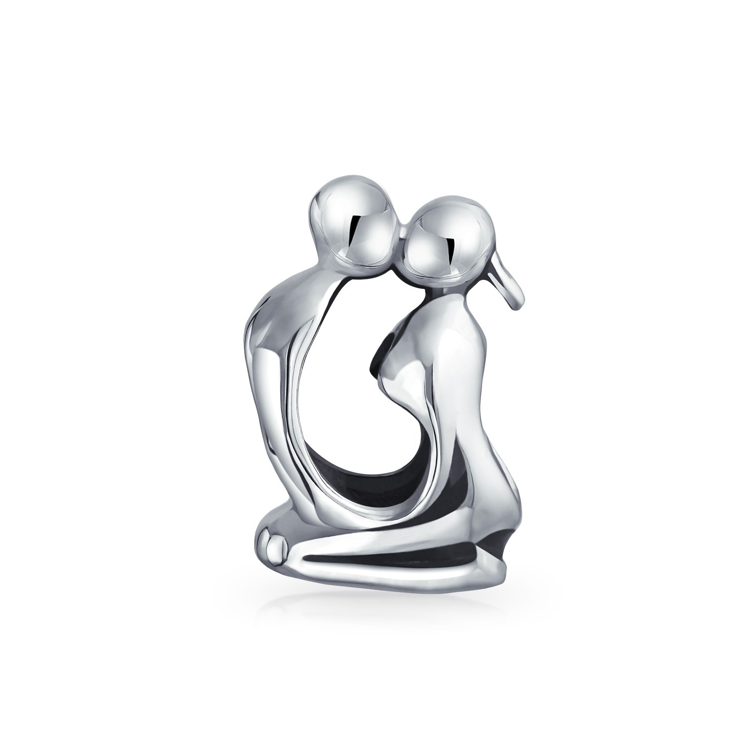 Bling Jewelry Couples Kissing Lovers Sculpture Charm Bead For Women Wife Girlfriend .925 Sterling Silver Fits European Bracelet