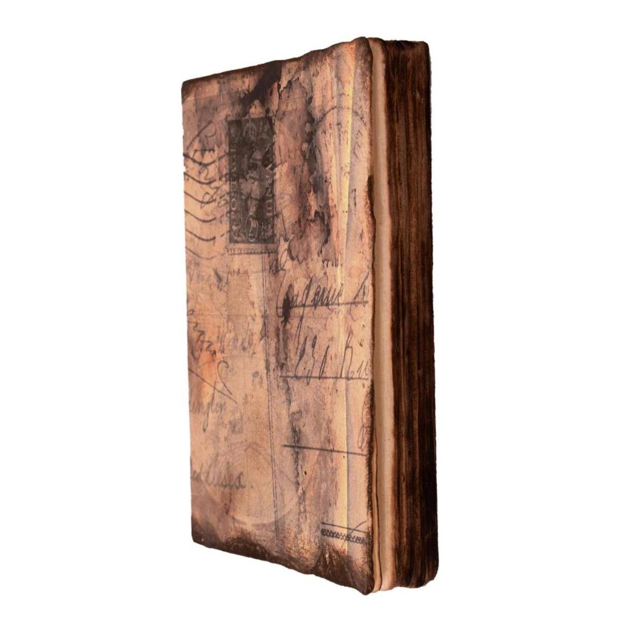 Purpledip Handmade Journal (Vintage Diary) 'Secret Romance': Fire Burnt Handmade Paper Notebook; Unique Gift For Personal Memoir (11117)