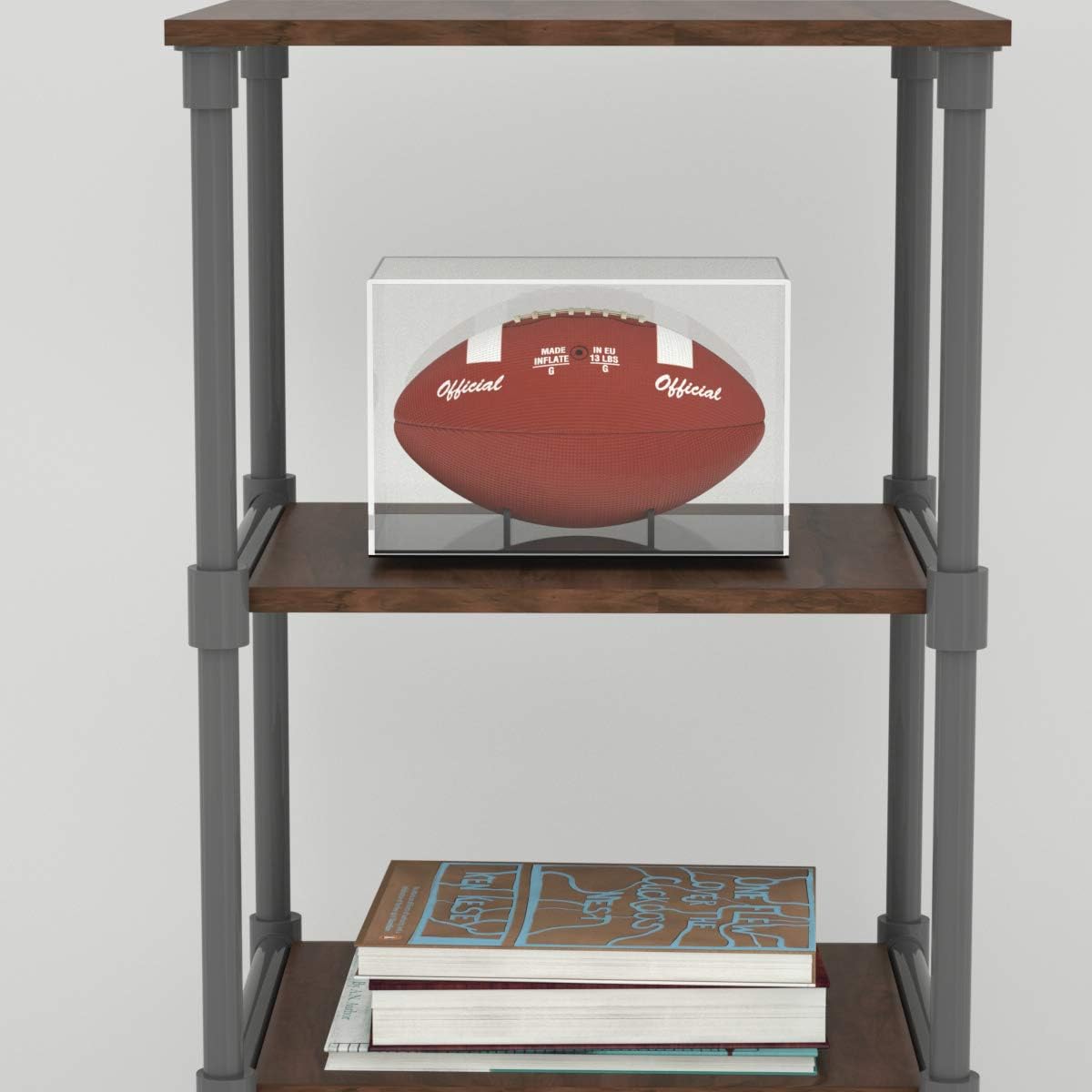 NIUBEE Acrylic Football Display Case, Clear Storage Case with Black Base, Include Support Ball Stand，12.2×7.2×8in : Sports & Outdoors