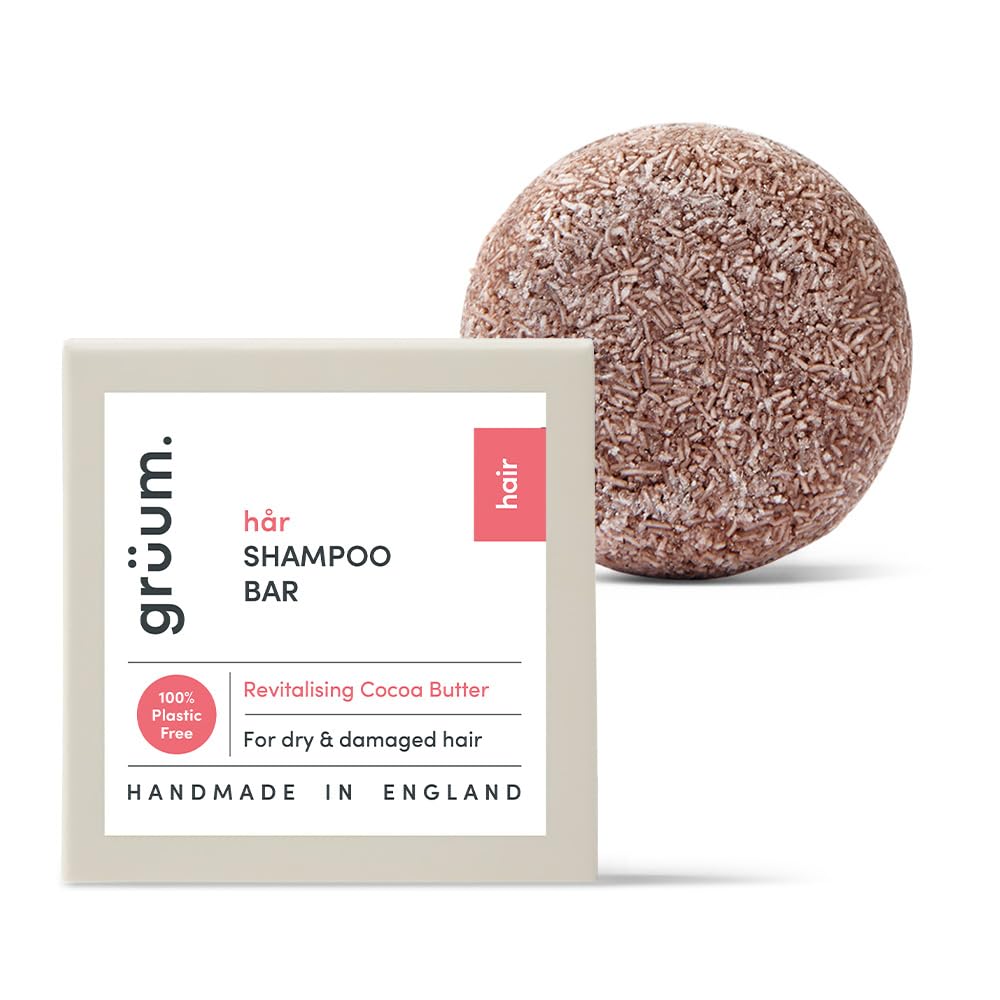 grüum Revitalising Shampoo Bar 50g - Solid Shampoo Bars for Hair Up to 60 Washes - Plastic Free Vegan Bar for Men & Women - Paraben Free Rich Lathering Bars for Dry, Damaged & Curly Hairs