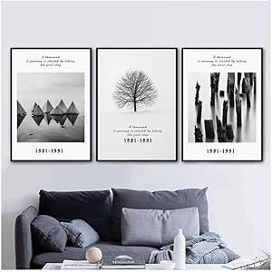 Tienda árbol madera pila mar paisaje escandinavo pared arte lienzo