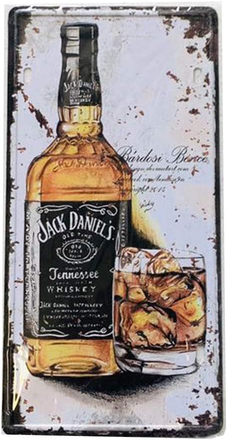 LING WEI Car Plate Vintage Tin Sign Bar Pub Home Wall Poster Decor Retro Metal Art Poster 30x15cm (ice jack daniels)