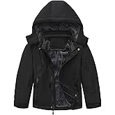 HOOD CREW Boy’s Winter Coat Waterproof Ski Jacket Kids Warm Fleece Windproof Snowboard Jackets with Detachable Hood