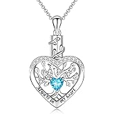 Sterling Silver Tree of Life Heart Urn Necklaces for Ashes - Cremation Memorial Jewelry Keepsake Pendant Necklace with Birthstone