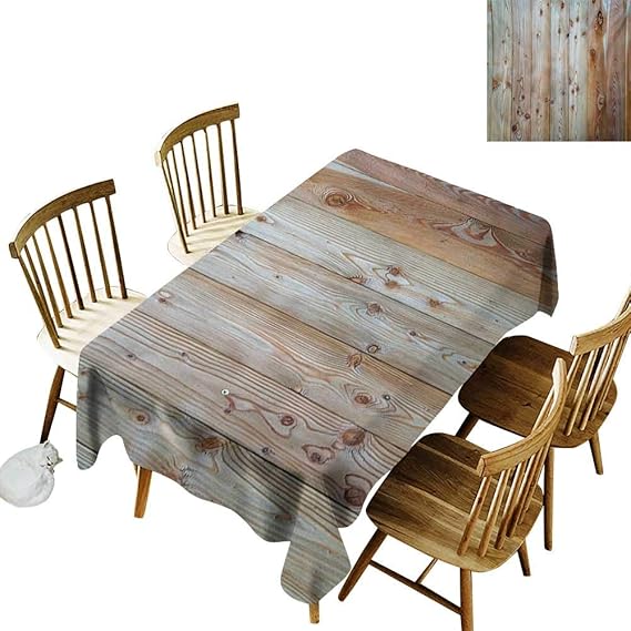 Outdoor Tablecloth Rectangle W54 x L90 Rustic Monochrome Wood Design