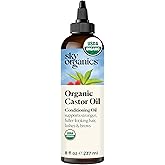 Sky Organics Castor Oil (237 ml) USDA Organic Castor Oil Cold Pressed, 100% Pure, Hexane Free Organic Castor Oil – Moisturizi