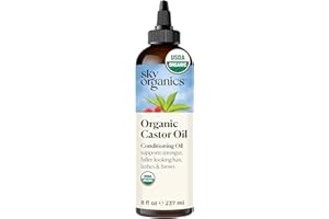 Sky Organics Castor Oil (237 ml) USDA Organic Castor Oil Cold Pressed, 100% Pure, Hexane Free Organic Castor Oil – Moisturizi