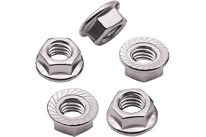 ROYCEMART 1/4-20 (50 Pack) Serrated Flange Hex Nuts, 304 Stainless Steel 18/8 Flange Nuts, UNC Coarse Thread Hex Locknuts