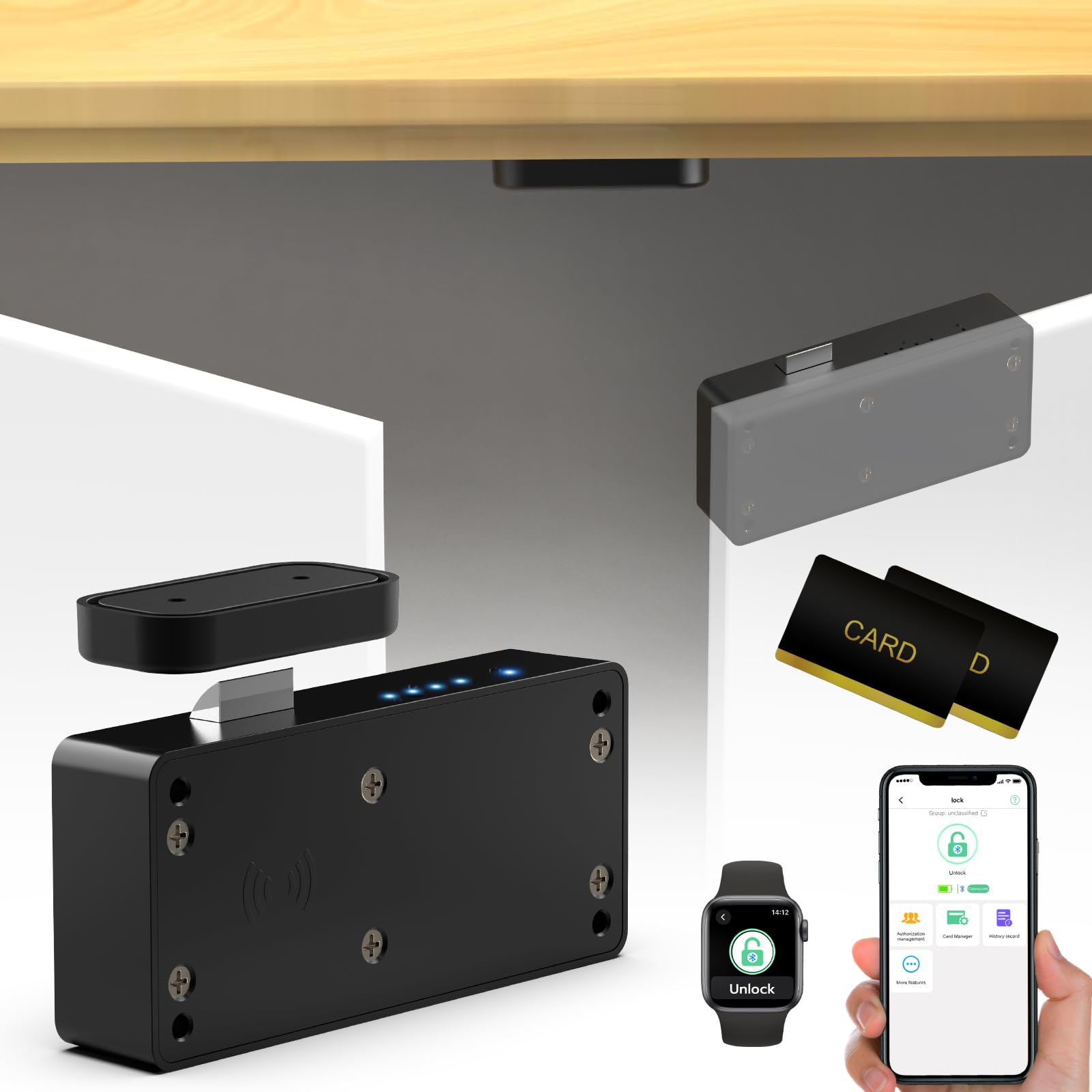 Eseesmart RFID Cupboard Lock, Bluetooth Electronic NFC Child Proof Cupboard Cabinet Drawer Lock for Kitchen Liquor Cabinet Drawer Locker Cupboard — image 1