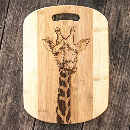 Giraffe Cutting Board 14''x9.5''x.5'' Bamboo Handmade Products
