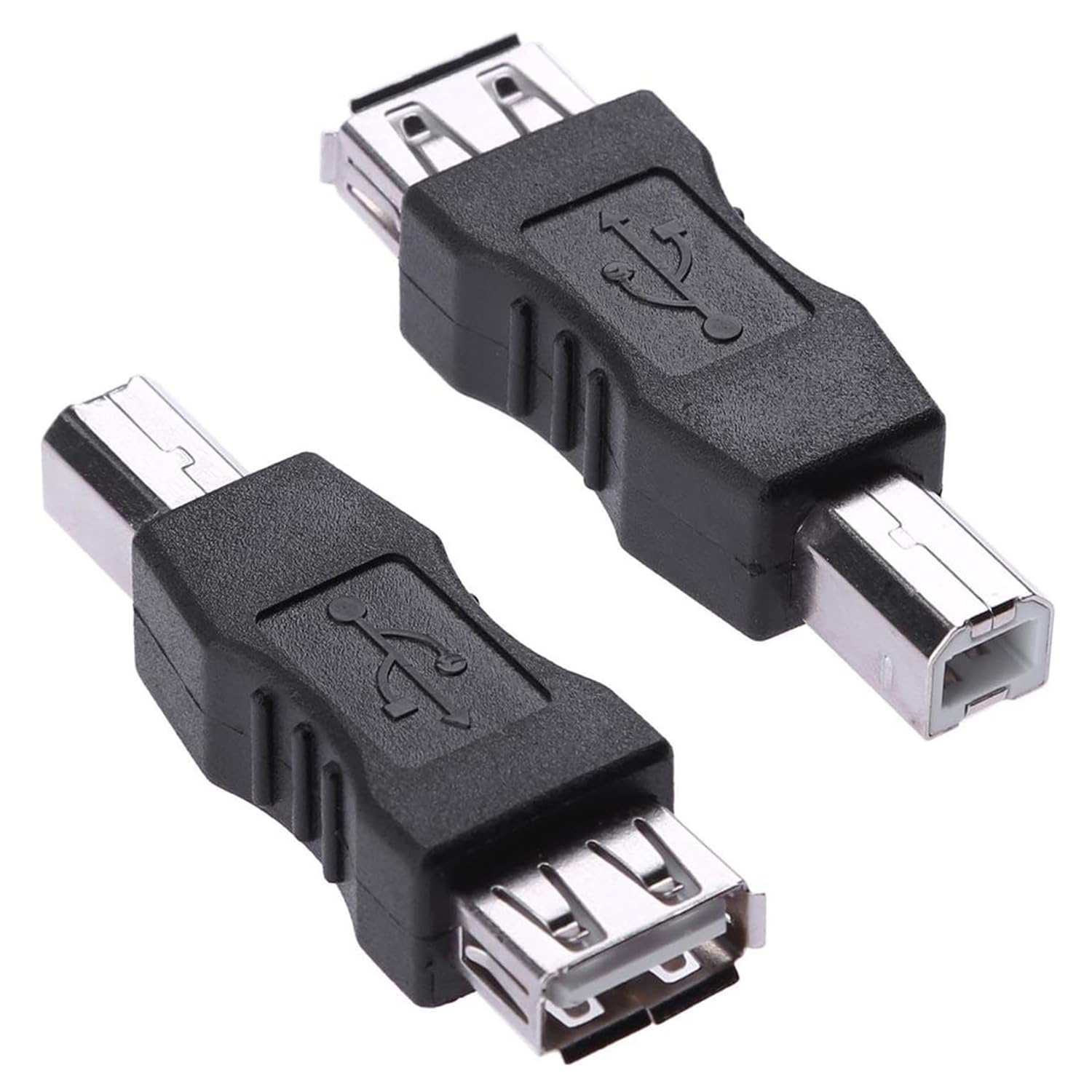 Herfair USB A to B Adapter - Female to Male Converter for Printers, Scanner, Fax Machine and More (2 Pack)