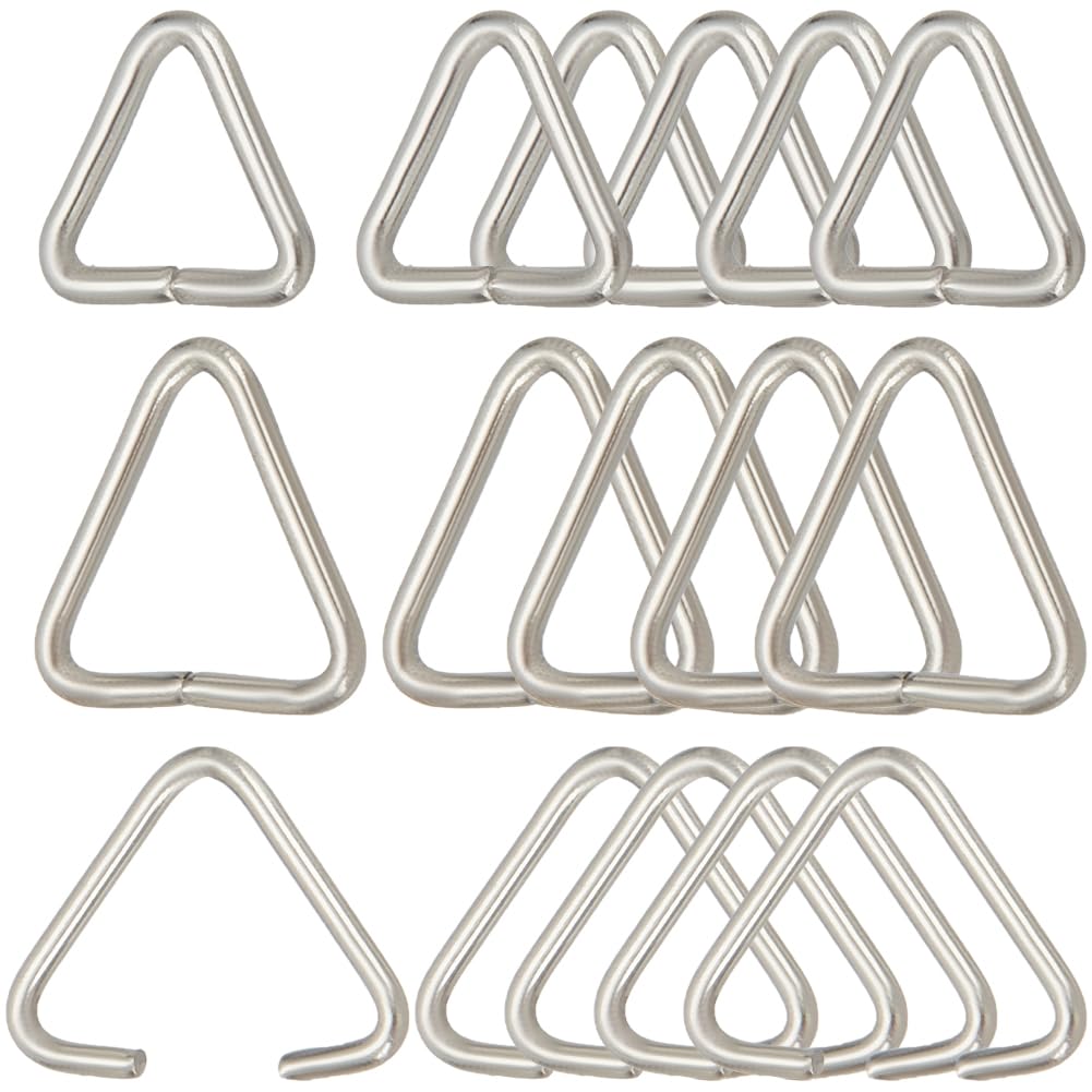 SOFPLATE 1 Box 600Pcs Open Jump Rings Triangle Open Hook Silver 304 Stainless Steel Split Ring Link Connectors Clasps Hooks jewellery Making Findings for Earrings DIY Bracelet Necklaces Keychain Craft