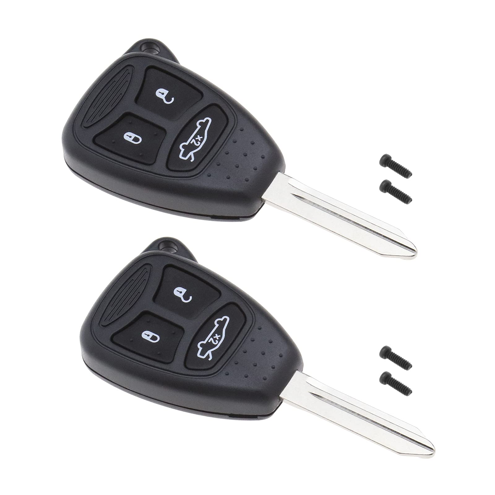 Create idea 3-button Car Key Fob Case Replacement Housing Shell Compatible with Chrysler 300C Dodge Jeep with Uncut Key Blade 2Pcs