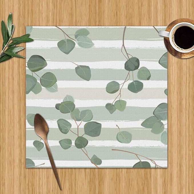 Eucalyptus Silver Dollar Tree Greenery Nature Set Of 6 Placemats For Dining Table