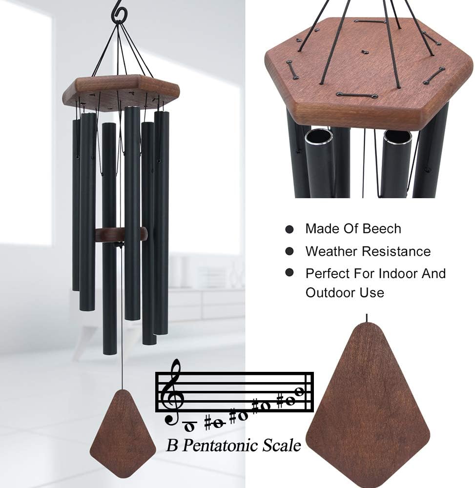 ASTARIN Memorial Wind Chimes Outdoor Large Deep Tone, 30 Inch Wind Chime Outdoor, Sympathy Wind-Chime Personalized with 6 Tuned Tubes, Elegant Chime for Garden Patio Balcony and Home Matte Black : Garden & Outdoor