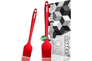 Anaeat High Heat Resistant Silicone Basting Pastry Brush Set of 2- Hygienic One-Pieces Design Spread Oil Butter for BBQ Grill Barbecue Baking Kitchen Cooking - BPA Free & Dishwasher Safe (10"+8.2")