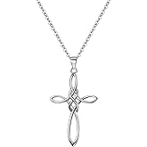 Celtic Cross Necklace Women, 925 Sterling Silver Knot Pendant Necklace, Irish Religious Jewelry for Wowen 21.2"