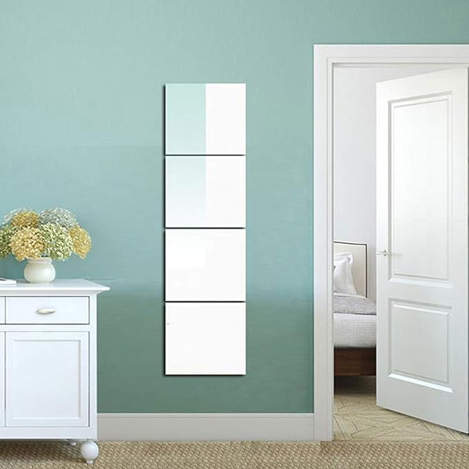 4 X Mirror Tile Wall Sticke 30cm Mirror Sheets SelfAdhesive Mirror
