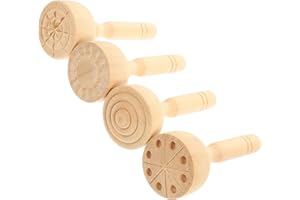 ifundom 4Pcs Wooden Clay Tools Practical Craft Molds for DIY Creativity Safe Wood Stamping Accessories for
