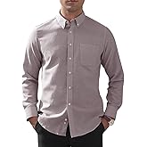 Demofair Men's Classic Oxford Shirt Solid Long Sleeve Button Down Casual Woven Shirts with Pocket