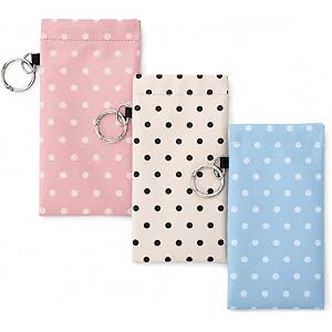 DINYAO Glasses Case 3 Pack, Soft Sunglasses Pouch with Clip, Squeeze Top Eyeglass Sleeve with Built-In Cleaning Clot