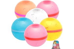 ANPOLE Reusable Water Balloons, Magnetic Self Sealing Quick Fill Water Balloons for Boys and Girls, Outdoor Summer Pool Toys Water Bombs, Refillable Water Ball for Outdoor Activities (6pcs-2)