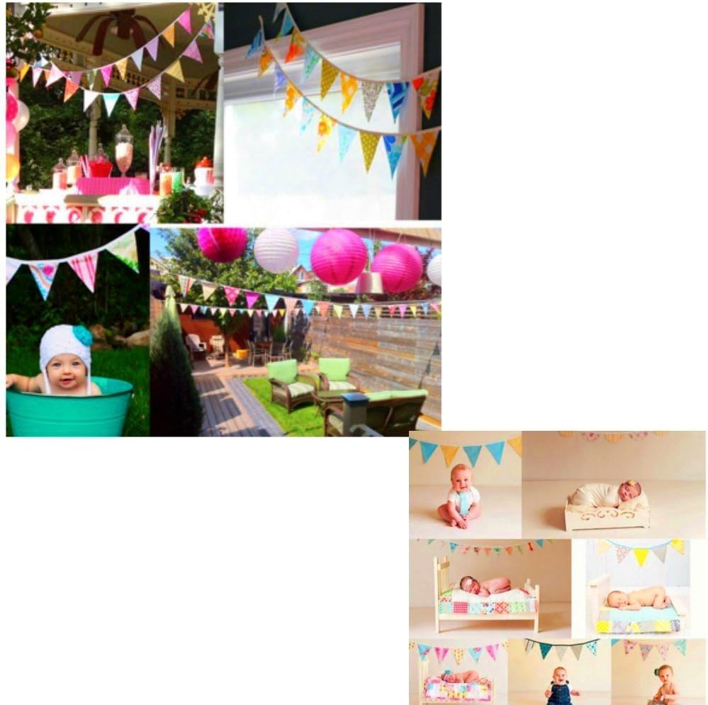 JZK 3.5m 11.5ft Pink Party Bunting Triangle Flag Cloth Banner String Pennant Flags for Girl Birthday Baptism Christening Communion Bedroom Hanging Decoration - Image 5