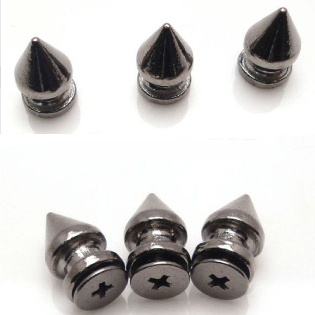 RUBYCA 12MM 500 Sets Metal Tree Spikes and Studs Metallic Screw-Back for DIY Leather-craft Black Gunmetal