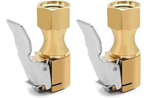 laffoonparts Tire Air Chuck with Clip, Heavy Duty Brass Closed Flow Lock Tire Chuck, Car Air Pump Thread Nozzle Adapter for I