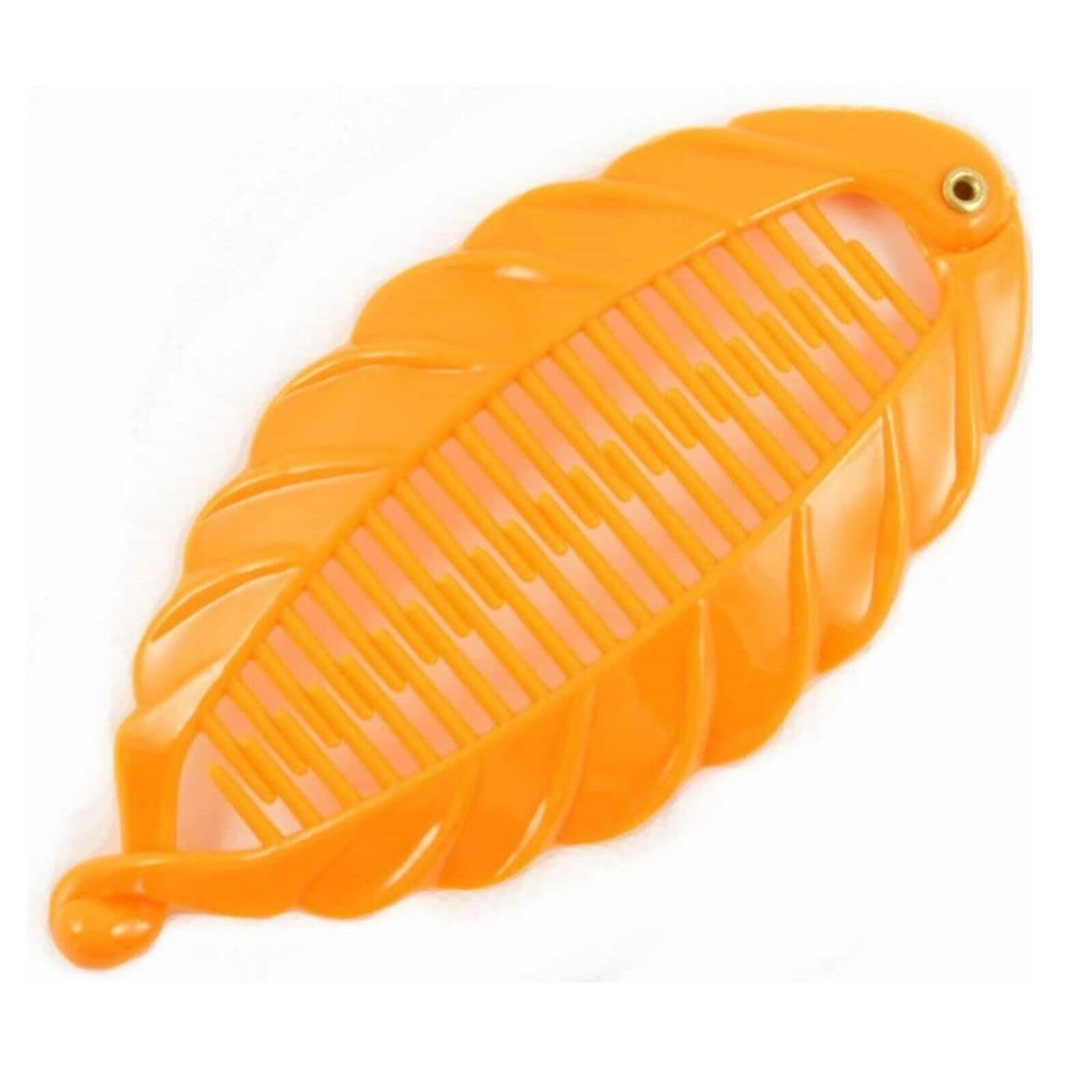 Topkids Accessories Hair Banana Clips Banana Fish Women Ladies Girls Kids Long Thick Wide Tooth Comb Pins Light Double Grippers Styling Products (Orange Ribbed Banana Fish Clip 14cm 5.5")